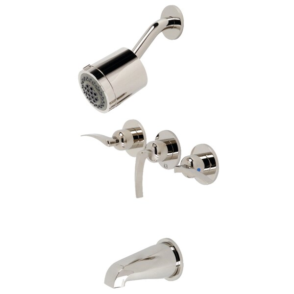 Tub and Shower Faucet, Polished Nickel, Wall Mount